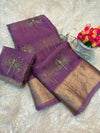 Kanchipuram Golden Organza Tissue Saree with Bead-Worked Lotus Motifs